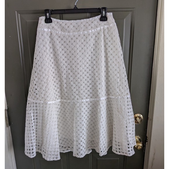 Sundance Dresses & Skirts - Sundance White Cotton Eyelet Midi Skirt Boho Romantic Medium